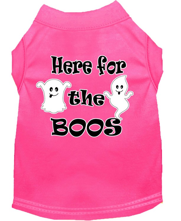 Here for the Boos Screen Print Dog Shirt Bright Pink Lg